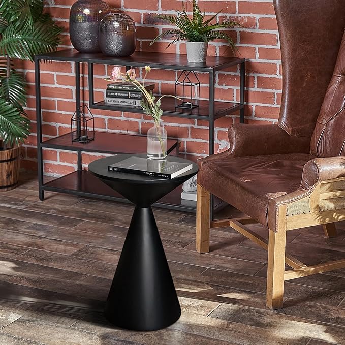Small Drink Table, Round Martini Table, Drum End Table Side Table, Metal Accent - Image 7