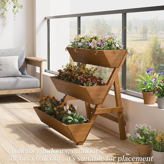 3-Tiers Wooden Raised Garden Bed, Wood Planter Box - Image 5