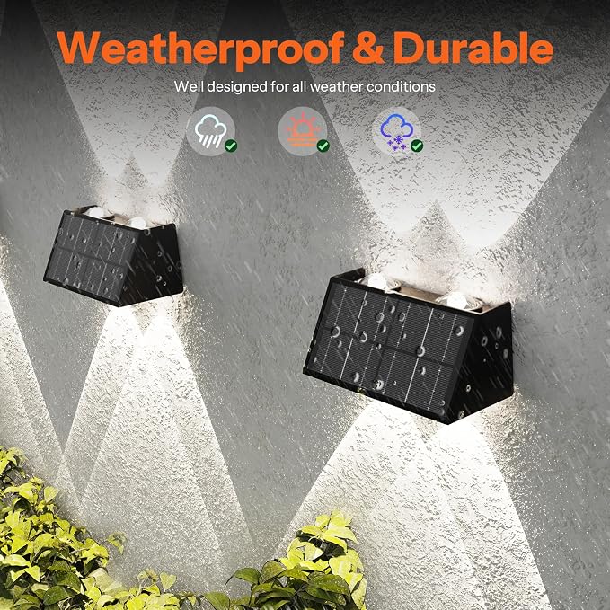 8-Pack Solar Fence Lights, Up & Down Lighting, 50LM/25LM 4 Modes, IP65 - Image 5