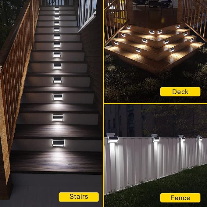 ROSHWEY Solar Lights Outdoor 6 Pack 30 LED Deck Lights Solar Powered Waterproof - Image 2