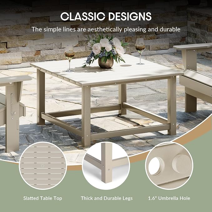 WestinTrends Malibu Low Outdoor HDPE Square Patio Coffee Table - Image 8