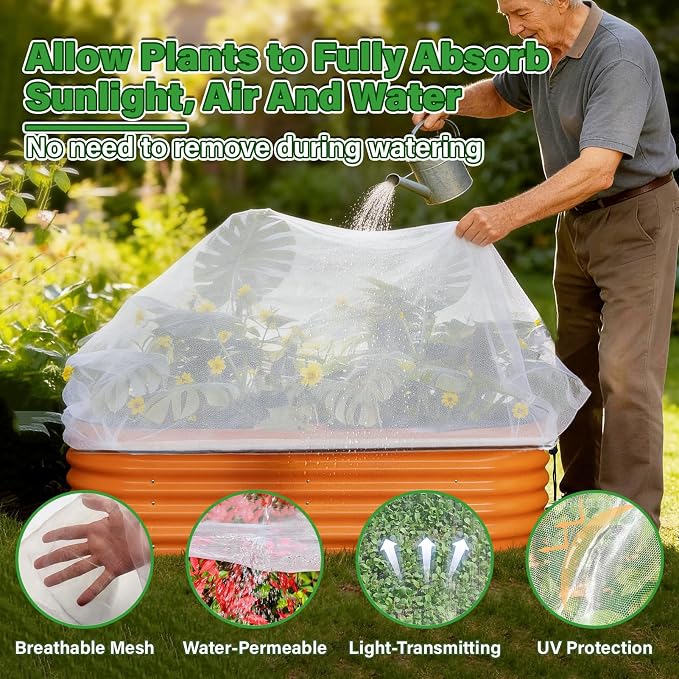 KEOHOL 3-Pack Garden Netting for Raised Beds, 59.1" × 27.6" × 17.7" Rectangular - Image 3