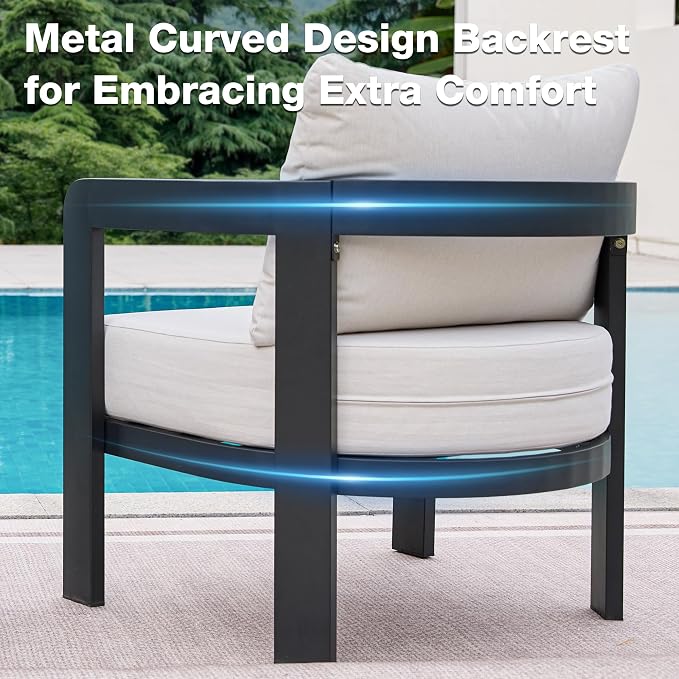 Outdoor Furniture Set, Metal Modern Outside Furniture - Image 5