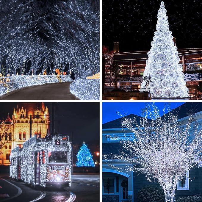 Solar String Lights Outdoor, 4 Pack Each 100 LED Solar Twinkle Lights - Image 3