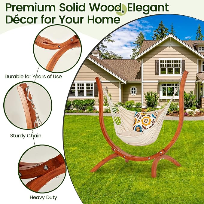 Premium Wooden Hammock Stand only, Sun Protection & Rain Resistant, Heavy Duty - Image 5