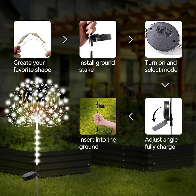Garden Decor Solar Lights Outdoor, 155LED 8 lighting modes pole light - Image 3