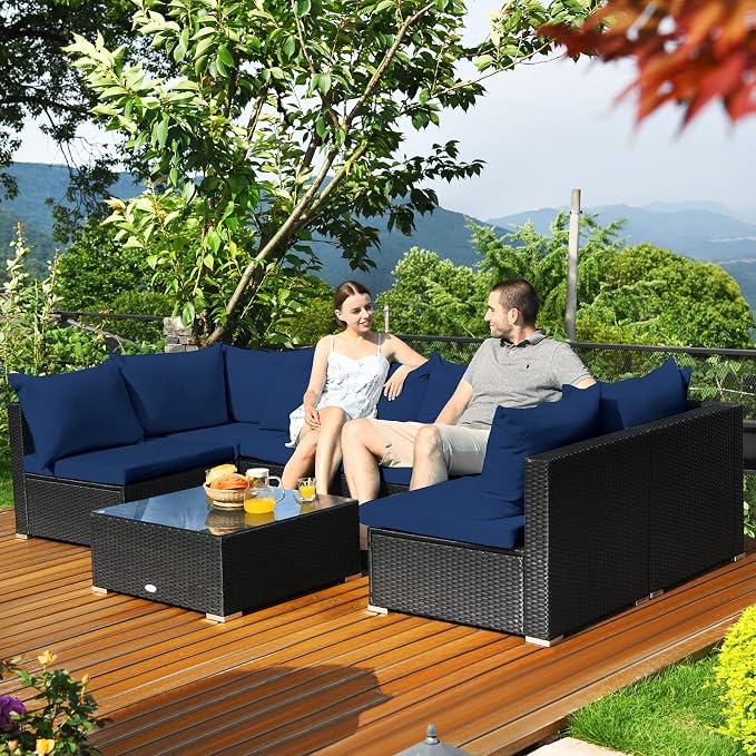 Tangkula 7-Piece Patio Furniture Set, Outdoor Sectional Wicker Sofa - Image 2