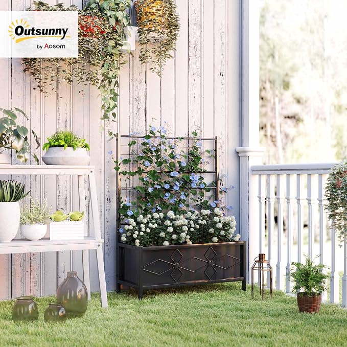 Outsunny Planter Box with Trellis, 35.4 x 15.7 x 47.2 inch Raised Garden Bed - Image 2