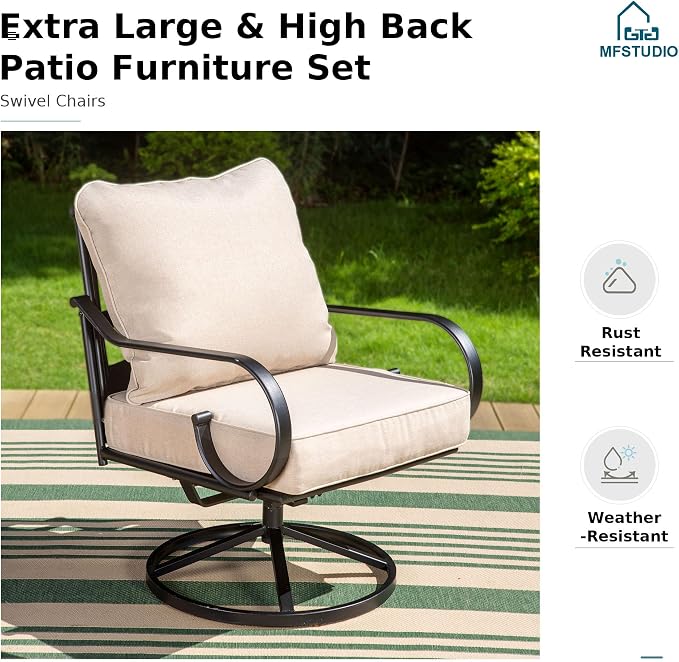 MFSTUDIO 7 Seats Large Metal Patio Conversation Sets, 5 Pieces Outdoor - Image 7