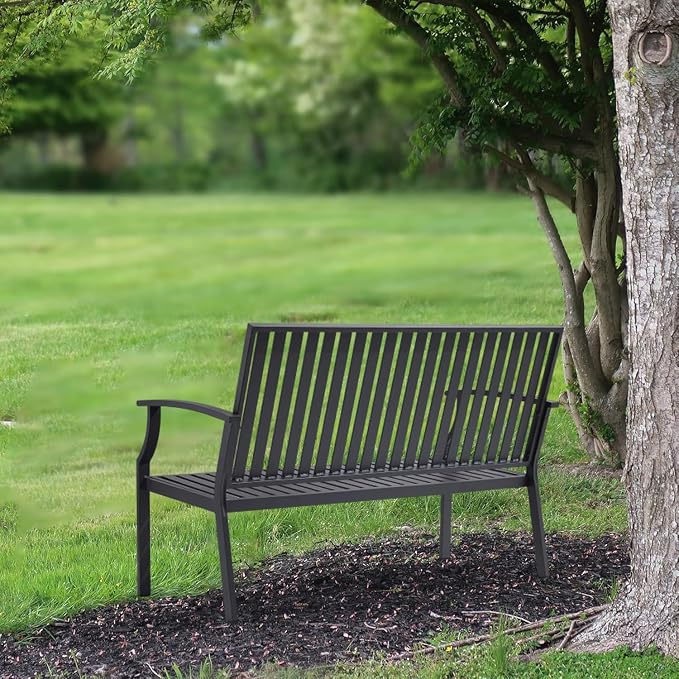 52" Outdoor Bench Garden Bench, Weatherproof Anti-Rust Heavy-Duty Outside - Image 6