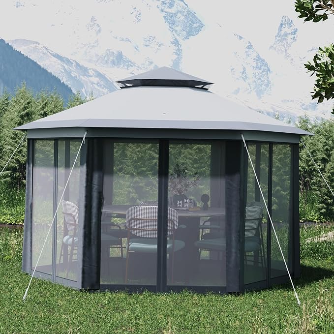 13' x 13' Pop-Up Gazebo, Hexagonal Canopy Shelter - Image 6