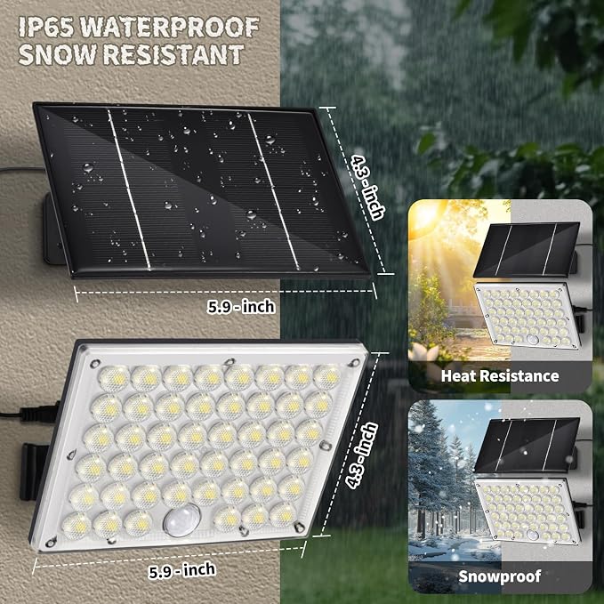2pack 184 LED Solar Motion Lights Outdoor, Solar Wall Lights Outdoor Waterproof - Image 5