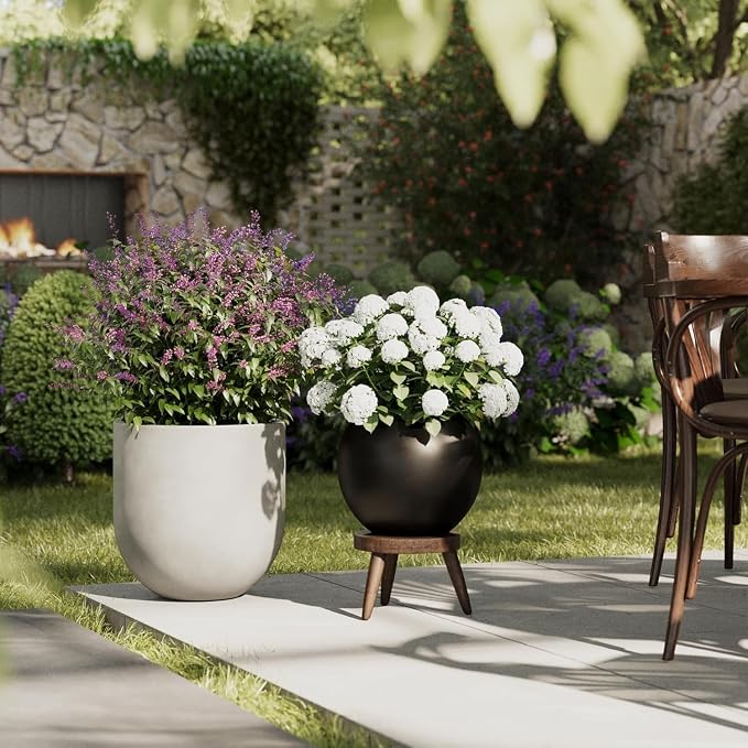 10 H x 14" Dia Round Fiberstone Planter - Image 5