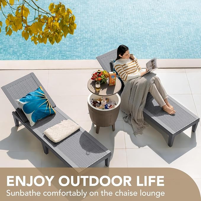 Devoko Outdoor Chaise Lounge Chair Set of 4 - Image 5