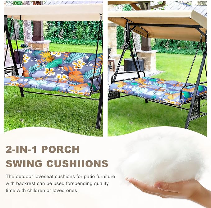 Porch Swing Cushion with Backrest, Waterproof Bench Cushion - Image 4