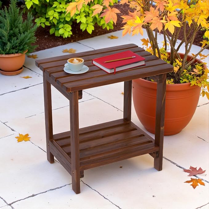 Shine Company Providence Rectangular Solid Wood Side Table, Outdoor Adirondack - Image 2
