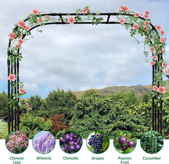 DoCred Garden Arch Trellis for Climbing Plants, 87 Inch Large Garden Trellises - Image 3