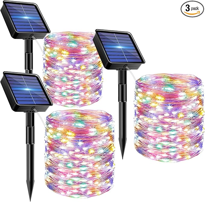 3 Pack Solar Fairy Lights for Outside Waterproof, 49FT/15M 150LED Solar String by bitjam