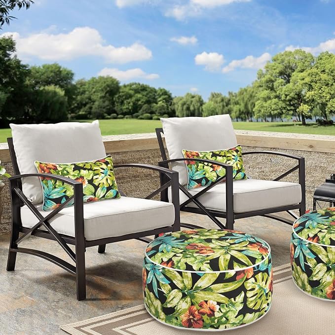 Outdoor/Indoor Inflatable Ottoman Pouf D20 xH9, All Weather Round Footstool - Image 2