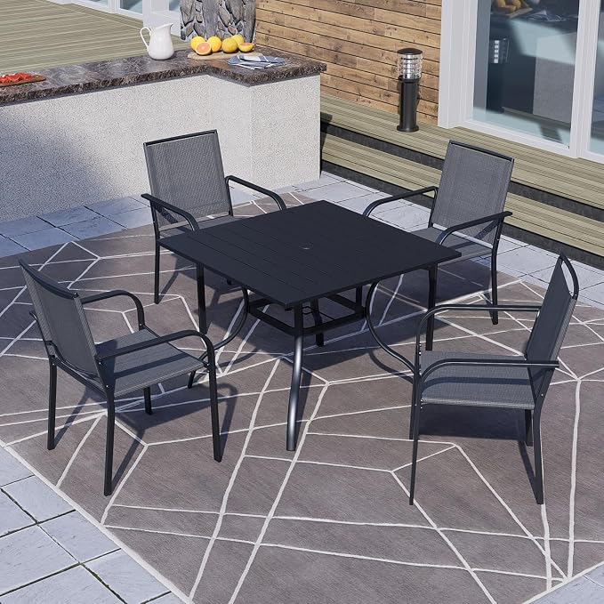5 Pieces Patio Dining Set, Outdoor Furniture Set Includes 1 Square Patio Table - Image 7