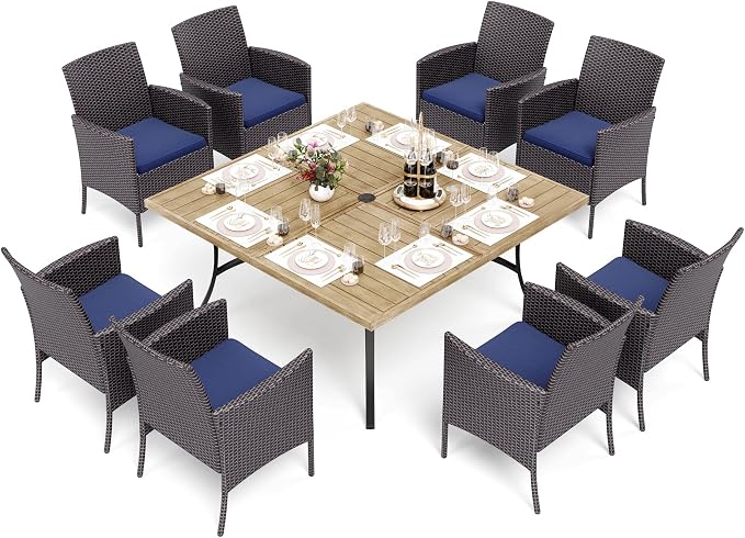 PHI VILLA 9 Pieces Square Outdoor Dining Set by PHIVILLAThepioneerofcomfortablehouseholdsupplies
