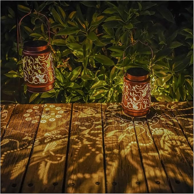 2 Pack Solar Hummingbird Lanterns Outdoor Hanging Decor Lantern, Waterproof by AITENISEN