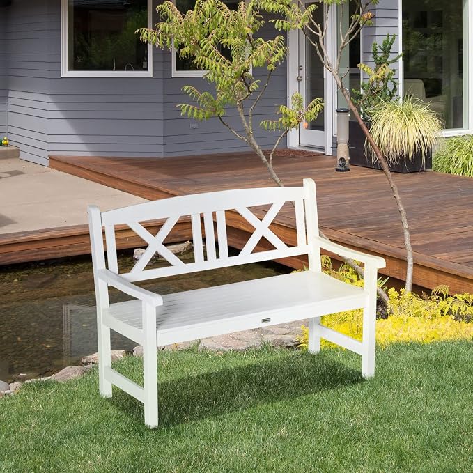 Outsunny 2-Seater Wooden Garden Bench, 4FT Outdoor Patio Loveseat - Image 7