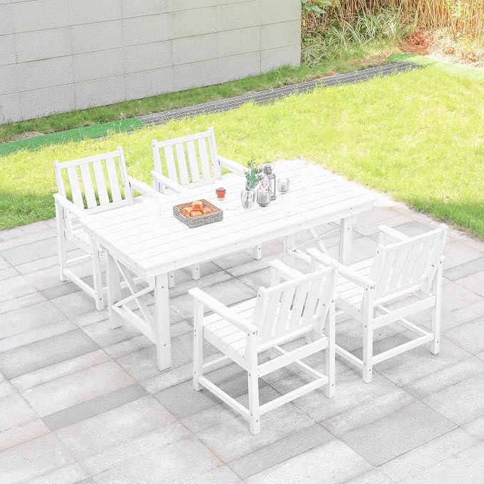 HDPE Patio Dining Set, 5-Piece Outdoor Table and Chairs by SeeHill