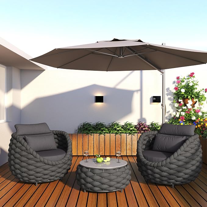 TWT 4 Pieces Patio Sofas All-Weather Rope Balcony Furniture - Image 2