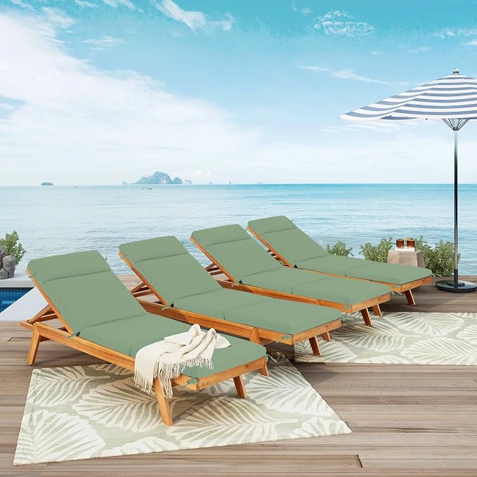 Chaise Lounge Cushion 72x21x3 Inch ?Set of 4 Outdoor Lounge Chair Cushions - Image 3