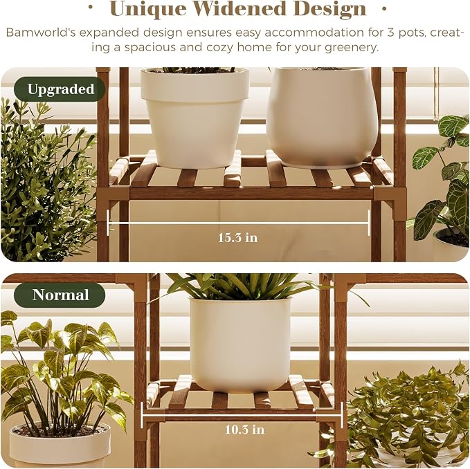 Bamworld Plant Stand Indoor Outdoor Hanging Shelf - Image 2