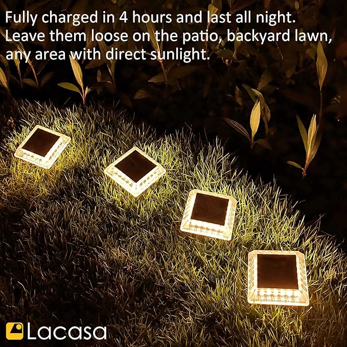 Lacasa Solar Deck Lights, 4 Pack 30LM LED Dock Light Warm White 2700K, Outdoor - Image 7