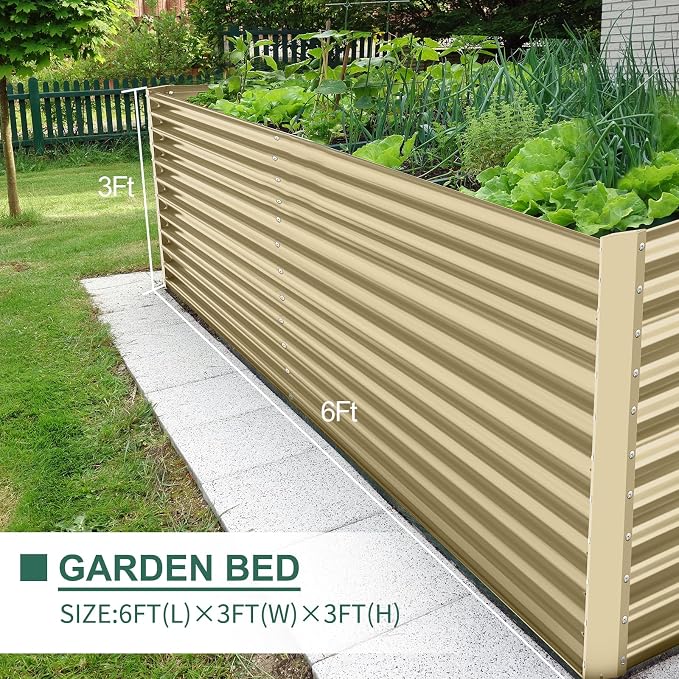 Land Guard 6x3x3ft Rectangular Galvanized Raised Garden Beds, Large-Capacity - Image 3