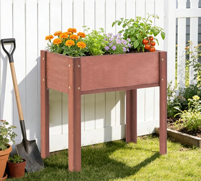 Raised Garden Bed with Legs, Outdoor Wood Elevated Planter Box, Thick Legs - Image 7