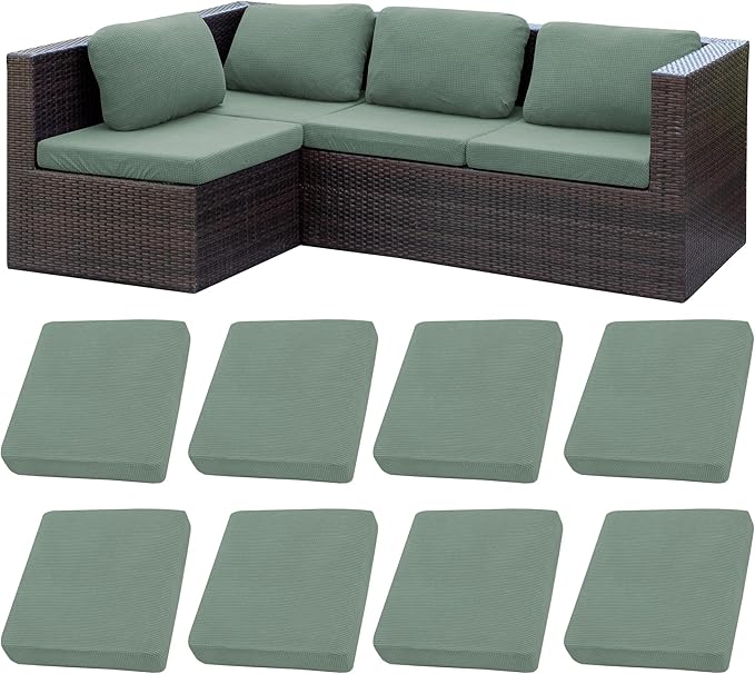 8Pcs Stretch Patio Cushion Covers, Outdoor Couch Covers Replacement, Outdoor by BIETYONE