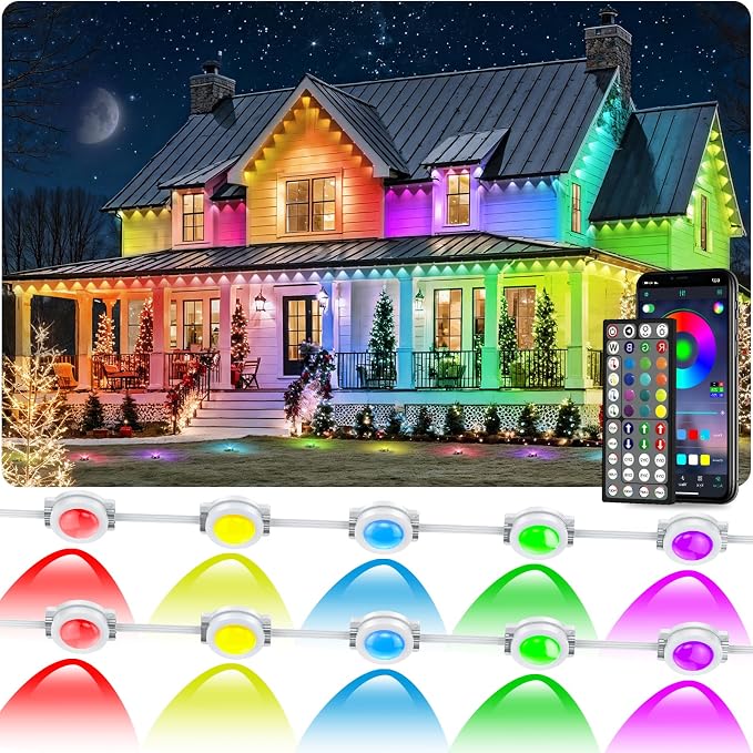 500FT Permanent Outdoor RGB Lights, IP67 Waterproof Smart Eave Lighting by Unknown