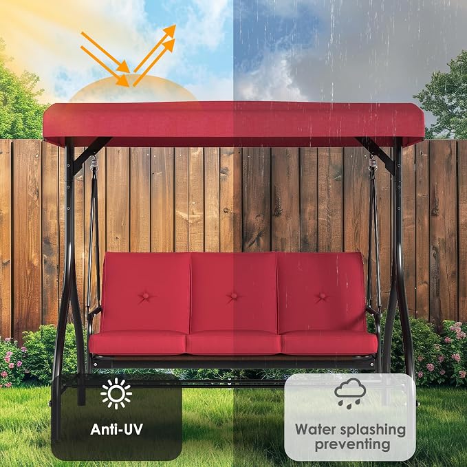 TLSUNNY 3-Seat Outdoor Patio Porch Swing - Image 6
