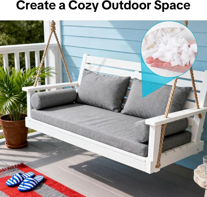 MABOZOO Twin Size Daybed Porch Swing Bed Pillow & Bolster Cushion, 2 Shredded - Image 4
