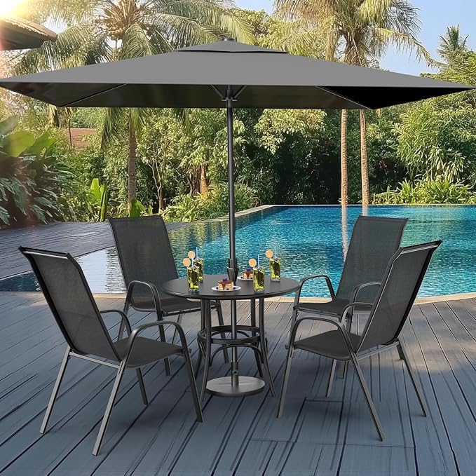 VINGLI 4 Pack Stackable Outdoor Bar Chairs – High Back Sling Chairs - Image 2