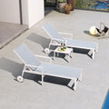 PURPLE LEAF Lounge Chair Outdoor Set 2 Pieces White Aluminum Chaise Lounge by PURPLELEAF