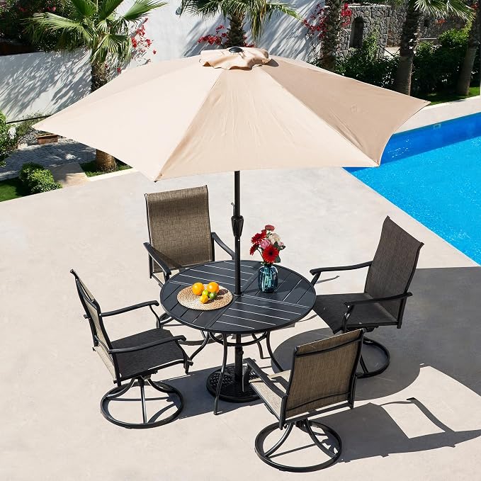 Sour Citrus Round Outdoor Metal Patio Dining Table - Image 9