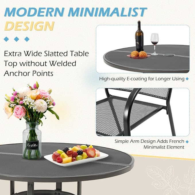 AECOJOY Metal Patio Table and Chairs Set - Image 2