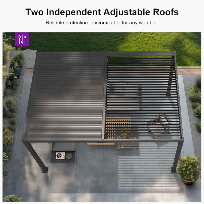 PURPLE LEAF Louvered Pergola 8' x 12' Aluminum Outdoor Pergola - Image 6
