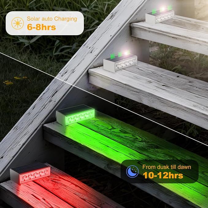 T-SUN Solar Step Lights for Outside 6 Pack Color Changing Solar Step Lights - Image 4