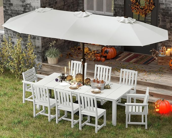 9-Piece White Outdoor Dining Set by PatioKingdom
