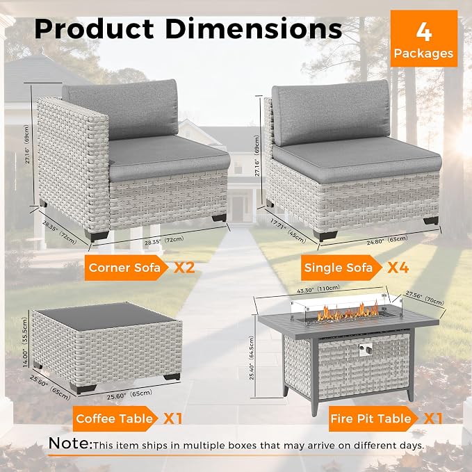 6-Seat Modern Outdoor Wicker Rattan Patio Furniture Set - Image 3