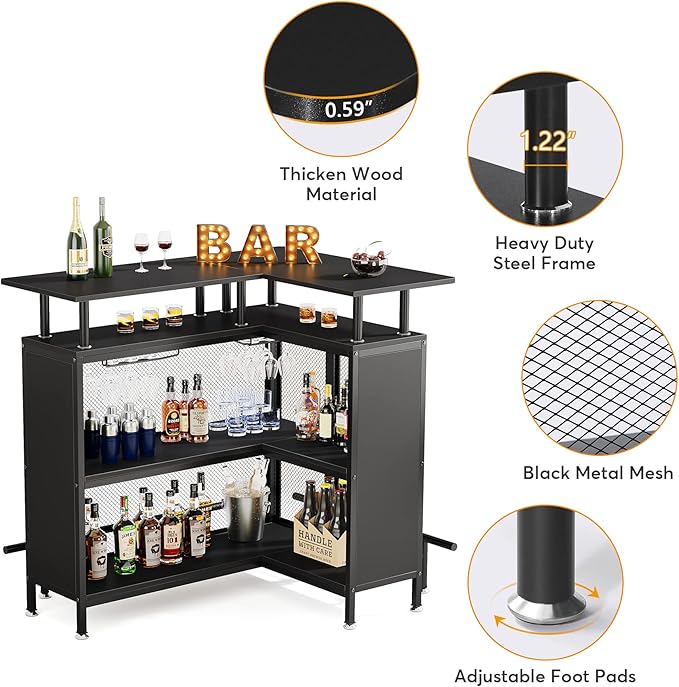 LITTLE TREE Home Bar Unit Mini Liquor Table Cabinet - Image 7