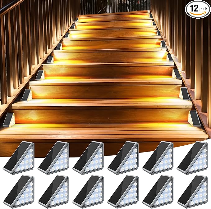 12 Pack Solar Stair Lights Outdoor Stair Lights by AUDLES