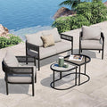Grand patio 5-Piece Outdoor Furniture Set, 4 Seats Wicker Sofa Conversation Set by GrandPatio