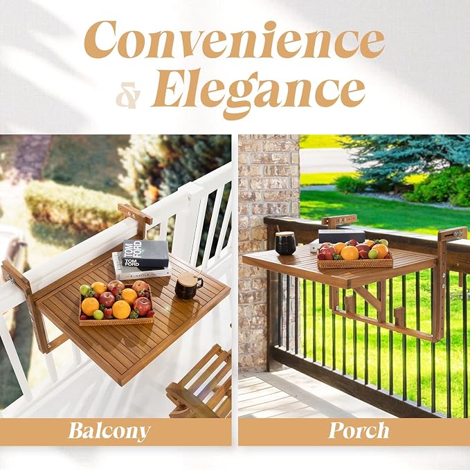 Idzo FSC Acacia Wood Folding Balcony Bar Table - Image 6